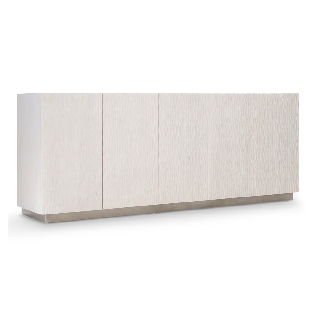Credenza Office Storage - Nowoczesna biała szafka RTV z falistą