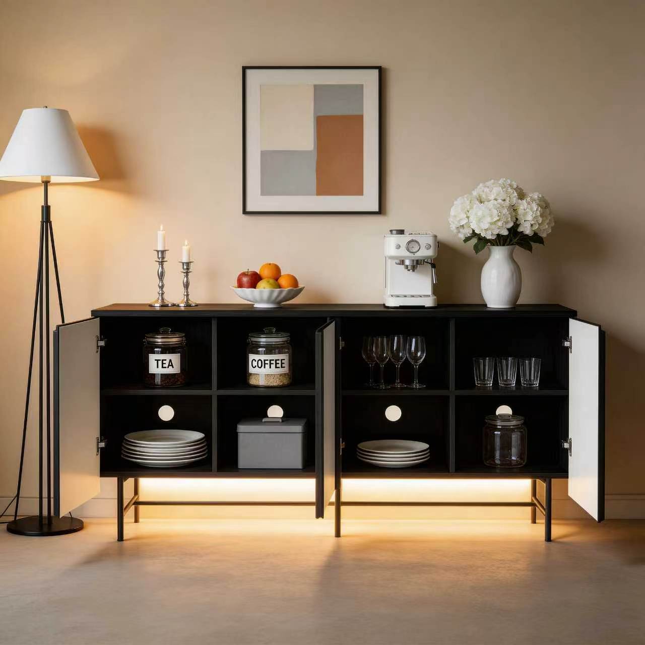 Duża, karbowana komoda boczna  – Credenza Office Storage recenzja i cena