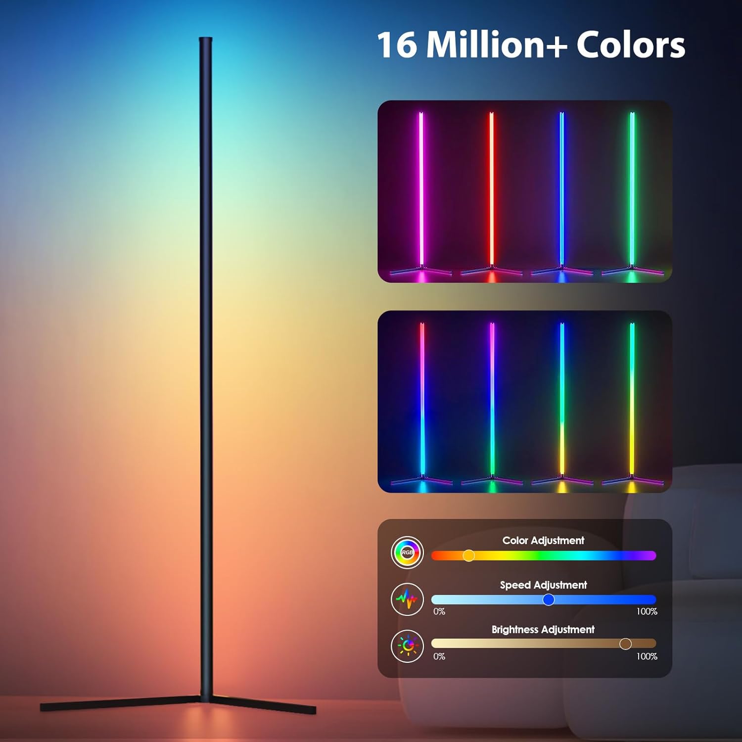 Lampa podłogowa narożna RGB  l – Floor Lamp Arched recenzja i cena