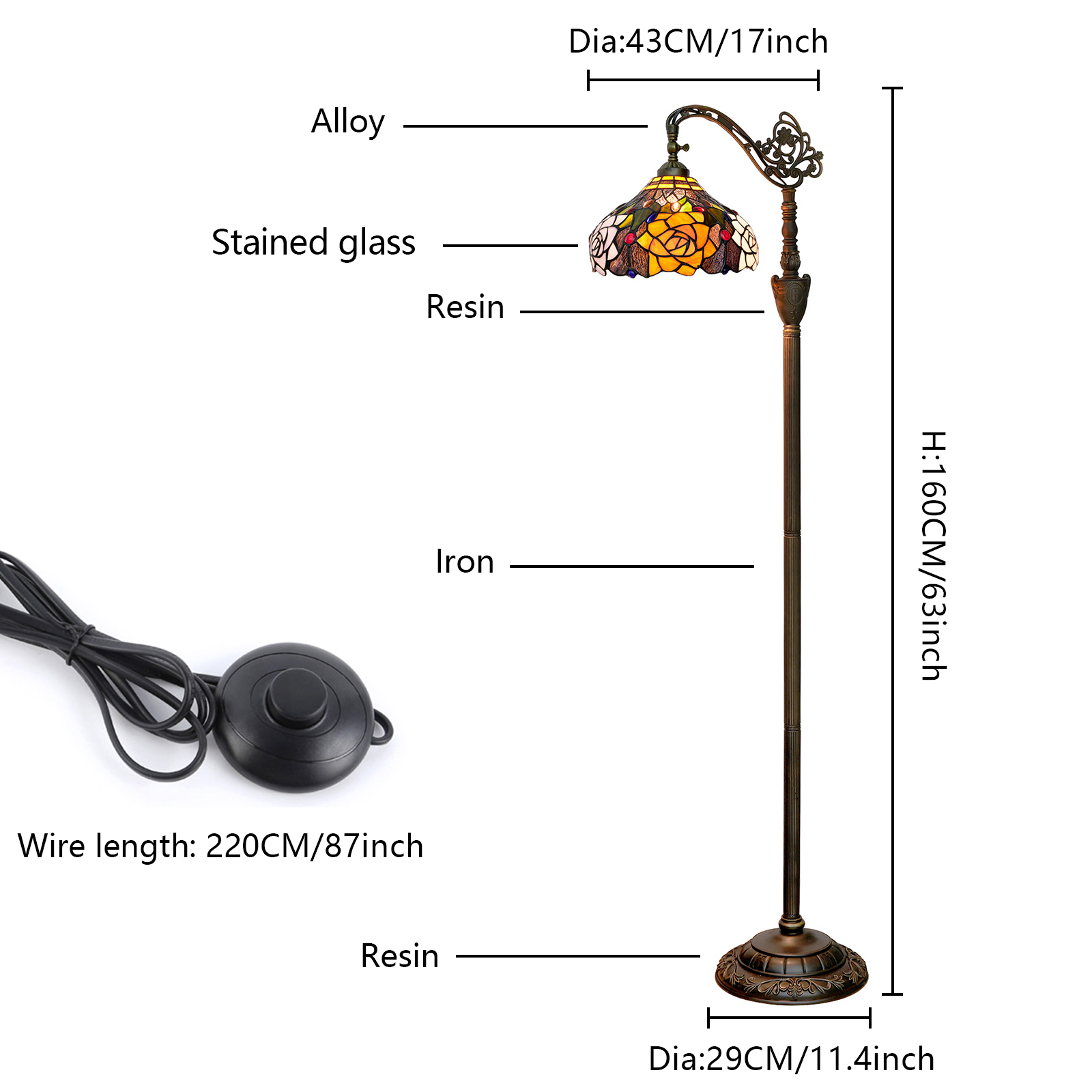 Lampa podłogowa Tiffany, regul – Floor Lamp Arched recenzja i cena
